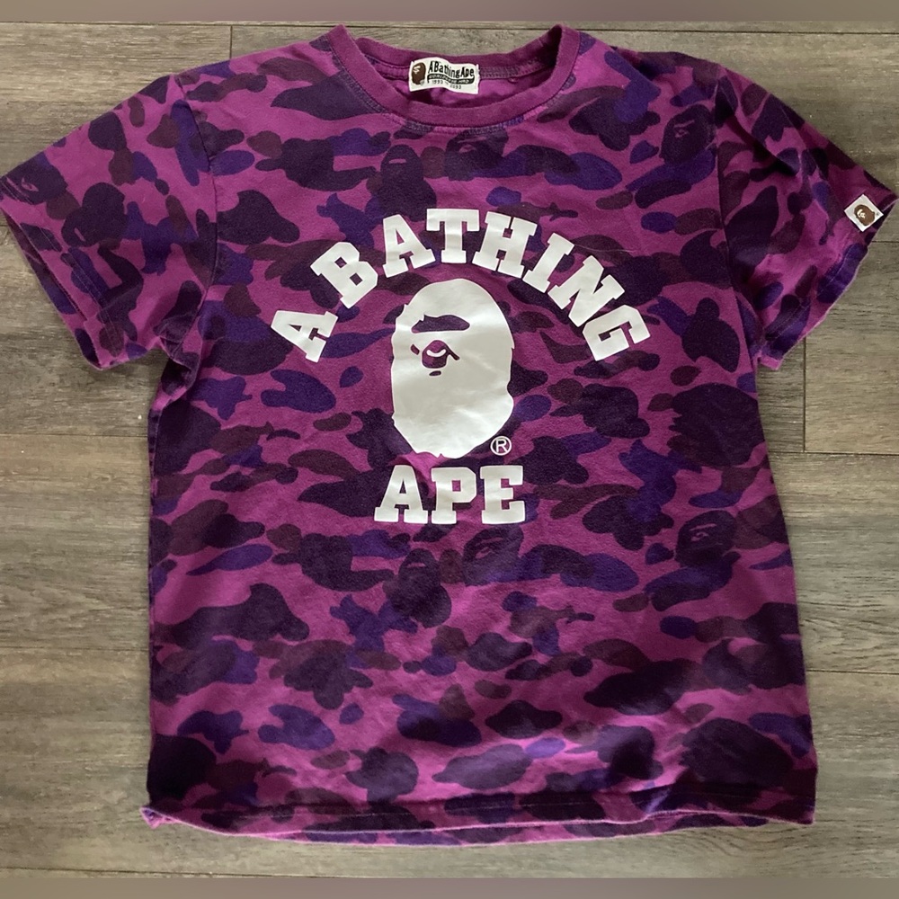 BAPE A Bathing Ape Purple Camo Short Sleeve Tee